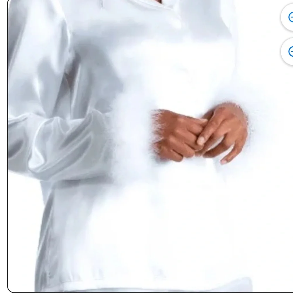 Luxury Linea Donatella Marabou Feather Trim Silver blue Pajama Set XL (NWOT)